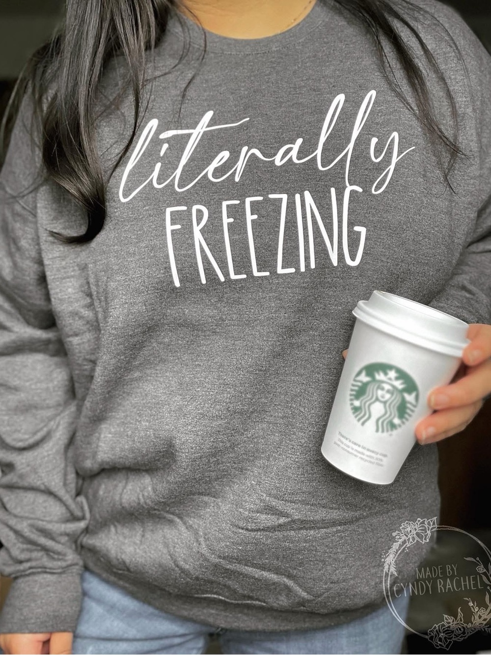 Literally Freezing Heather Charcoal Crewneck Sweater Unisex Cozy Gift
